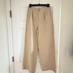 Madewell Beige Button-Front Harlow trouser